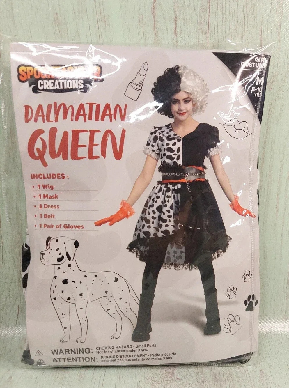 Dalmatian Queen Girls Costume Sz M 8-10yrs